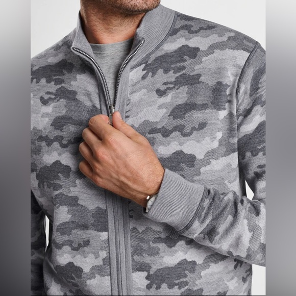 PETER MILLAR Crown Men’s‎ 2XL Gale Reversible Gray Camo Merino Wool Jacket NWT - Picture 1 of 15
